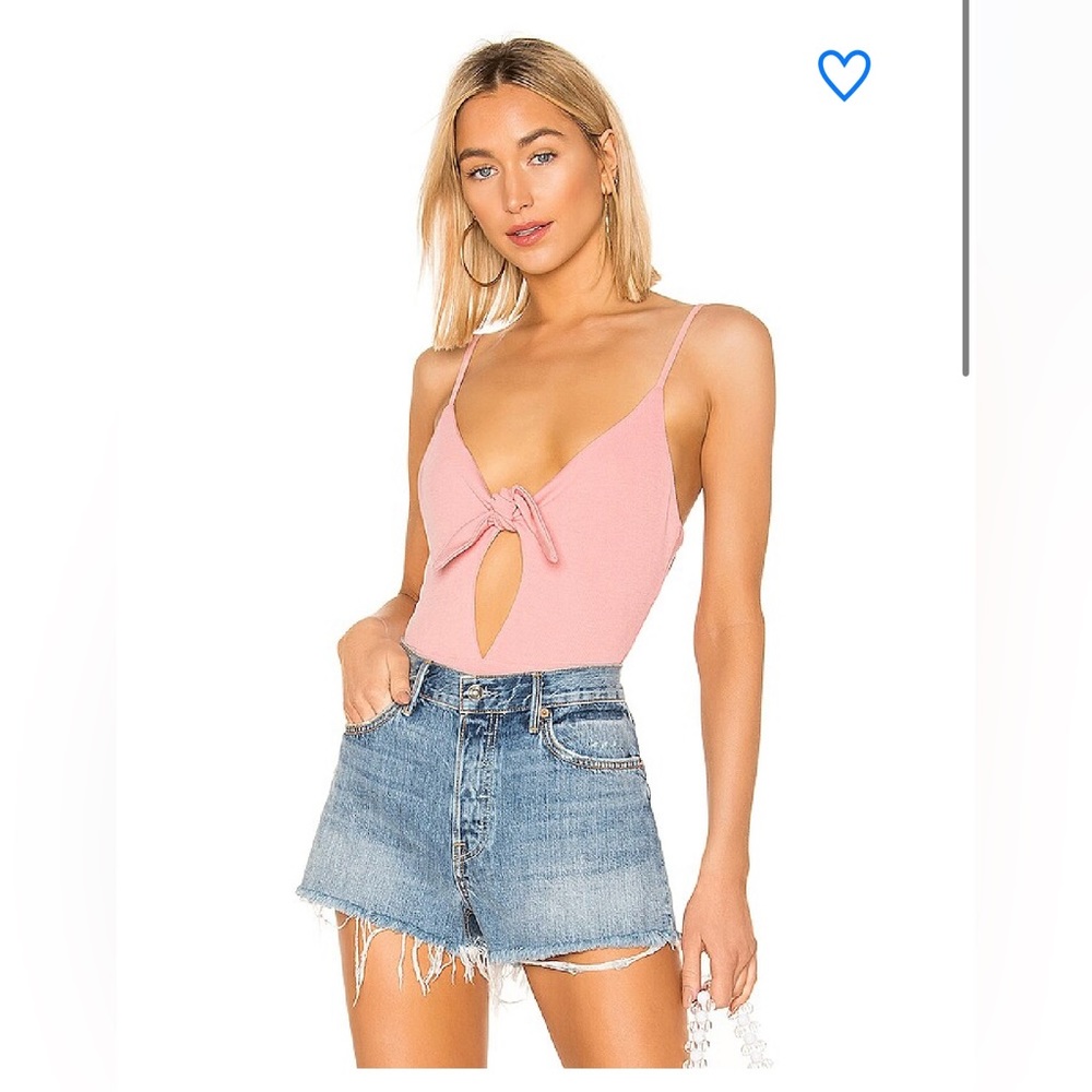 Revolve Charley Tie Front Bodysuit in Blush